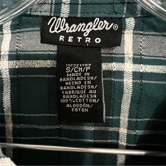 Wrangler Retro Emerald Green Plaid Pearl Snap Button Down Cowgirl Western Top - Picture 5 of 8